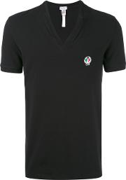 Embroidered Logo V Neck T Shirt Men Cottonspandexelastane Xl, Black