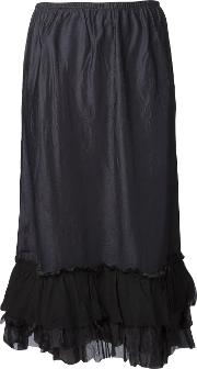 Long Ruffle Skirt Women Silk 3, Black