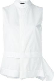 Layered Sleeveless Shirt Blouse Women Cotton 42, White
