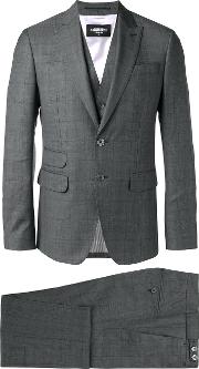 London Three Piece Suit Men Cottonpolyestervirgin Wool 54, Grey