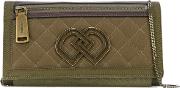 Quilted Clutch Women Cottonlinenflaxcalf Leatherviscose One Size, Green