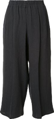 Cropped Linen Trousers Women Linenflax Xs, Women's, Black