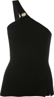 Other Ribbed Knit One Shoulder Top Women Cottonspandexelastane M, Black