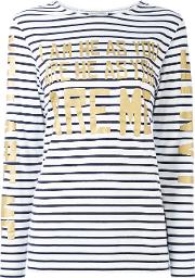 Other Stripe Gold Lettered Top Women Cotton Xs, White