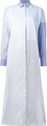 Other Striped Midi Shirt Dress Women Cotton S, Blue