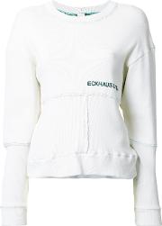 Front Logo Paneled Sweatshirt Women Cotton M, White