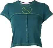 Lapped Cropped T Shirt Women Cotton M, Green