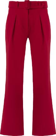 Flared Trousers Women Polyester 36, Red