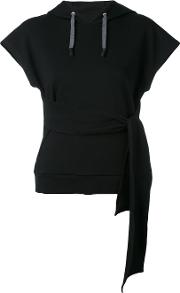 Eleventy Belted Hooded Knitted Blouse Women Cottonspandexelastane S, Black 