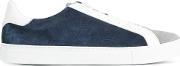 Lace Up Sneakers Men Leathersuederubber 42, Blue