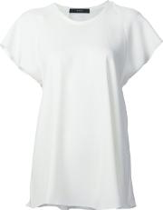 Diagonal Shortsleeves Flared T Shirt Women Polyester 8, White