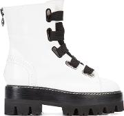 Zipped Platform Ankle Boots Women Leatherrubber 9, White