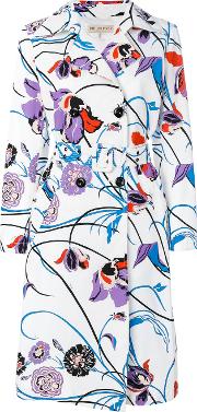 Floral Print Midi Coat Women Cottonacetateviscose 46, White