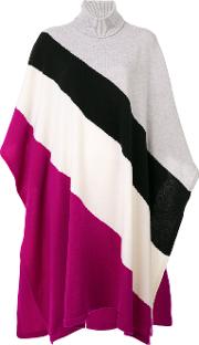 Striped Oversized Knit Poncho 