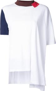 Contrast Design T Shirt Women Cotton 38, Women's, White