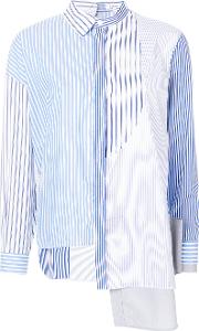 Enfold Mixed Fabric Asymmetric Shirt 