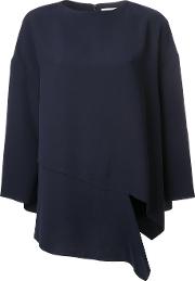Oversized Asymmetric T Shirt Women Polyester 38, Women's, Blue