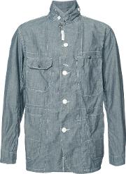 Chambray Shirt Jacket Men Cotton M, Blue