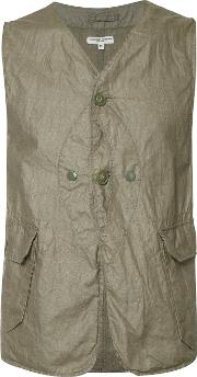 Pocket Waistcoat Men Linenflax M, Green