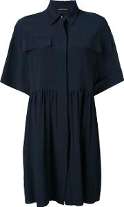 Flared Mini Dress Women Silkacetate 42, Blue