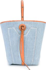 Adjustable Strap Tote Bag Women Cottonleather One Size, Women's, Blue
