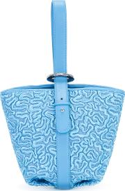 Embroidered Detail Tote Bag Women Leatherpolyester One Size, Blue