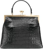 Ermanno Scervino Crocodile Embossed Clasp Tote Bag Women Leather One Size, Black 