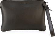 Woven Zip Pouch Men Leather One Size, Brown