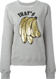 Bananas Print Sweatshirt Women Cottonviscoseglasspolyvinyl Acetate Pva S, Women's, Grey