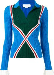 Ribbed Collar Jumper Women Cottonpolyesterviscose 36, Blue