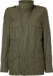 Cargo Pocket Military Jacket Women Cottonacrylicpolyester S, Women's, Green