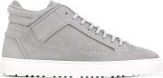 . Leather Trim Sneakers Men Leatherrubber 40, Grey
