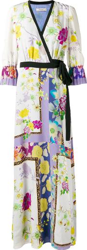 Floral Wrap Dress Women Silk 42, Nudeneutrals