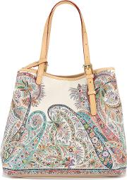 Paisley Print Tote Bag Women Calf Leather One Size