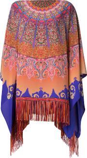 Printed Cape Blouse Women Silk One Size
