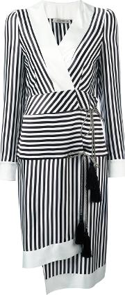 Striped Wrap Dress Women Silkpolyesteracetate 42, Black