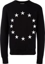 Embroidered Star Sweatshirt Men Cottonpolyester L, Black