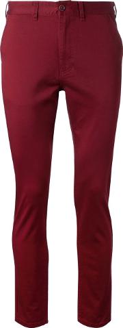 Cropped Chino Trousers Men Cottonpolyurethane 36, Red