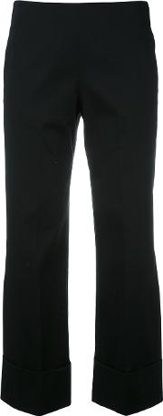 Cropped Wide Trousers Women Cottonspandexelastane 44, Women's, Black