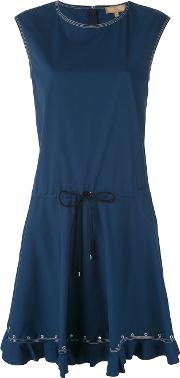 Sleeveless Drawstring Dress Women Cottonspandexelastane M, Blue