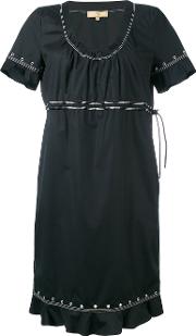 Studded Trim Contrast Dress Women Cottonspandexelastane L, Black