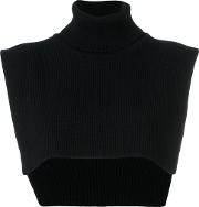 Federica Tosi Ribbed Roll Neck Overlayer Top Women Virgin Wool 44, Black 
