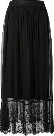 Lace Hem Maxi Skirt Women Silkspandexelastanemodal S, Black