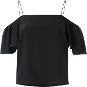 Off Shoulder Blouse Women Silk 44, Black