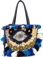 'mediterranean Tuk Tuk' Tote Bag Women Cottonleatheracrylicglass One Size, Women's, Blue