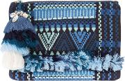 'sangita' Zip Pouch Women Cottonacrylic One Size, Blue