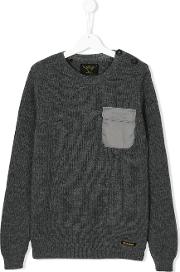 Finger In The Nose Chest Pocket Sweater Kids Cottonpolyesterwoolpolyacrylic 14 Yrs, Grey 