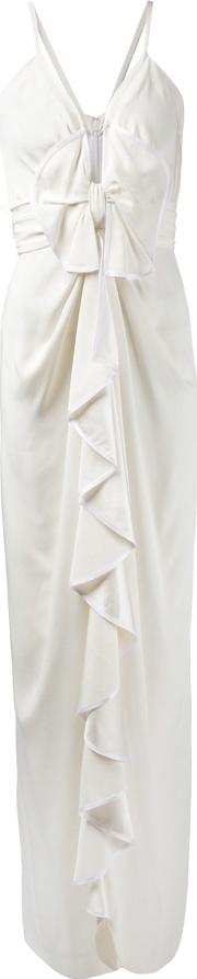 Fleur Du Mal Ruffle Front Evening Gown Women Silk 2, White 