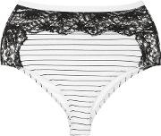 Lace Detail High Waist Bikini Bottoms Women Polyamidespandexelastanerayon S, White