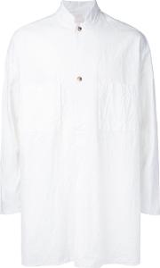 Forme D'expression Standing Collar Shirt Men Cottonmodal M, White 